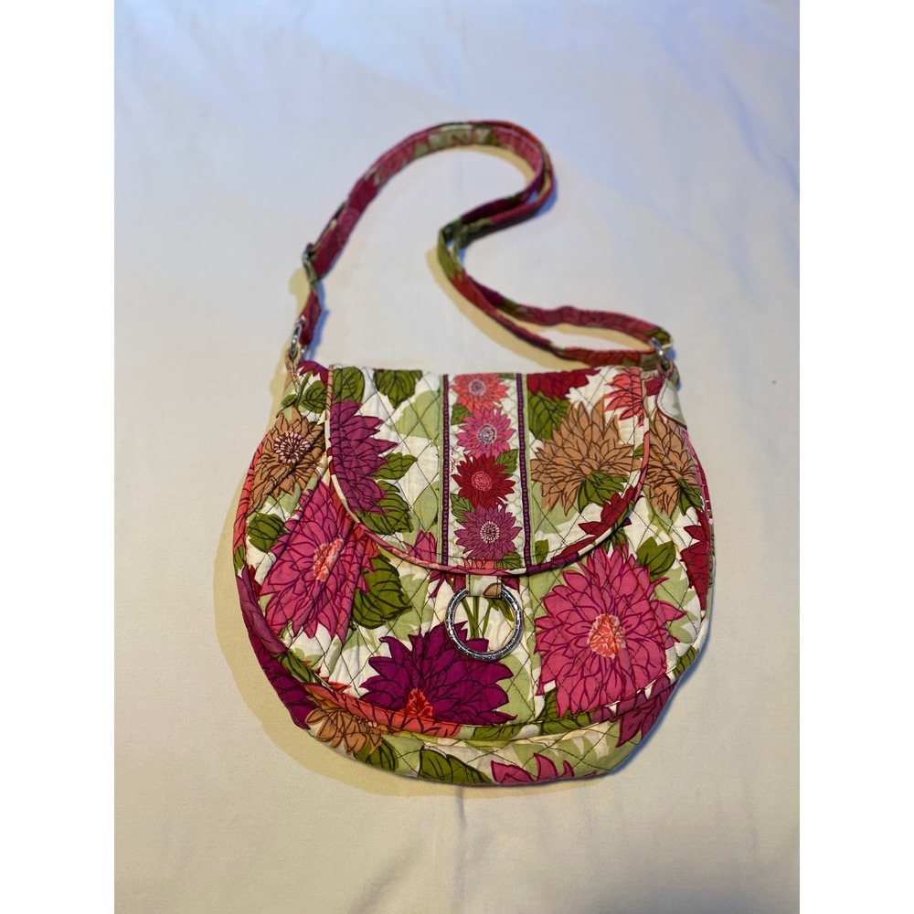 Vera Bradley Floral Quilted Crossbody Bag Purse‎ Pink Purple Green